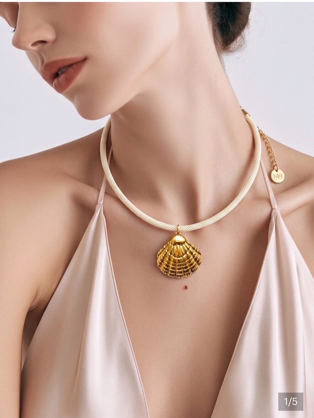 Mayamar Scallop Shell Charm
Cord Necklace W| Gift Bag NWT